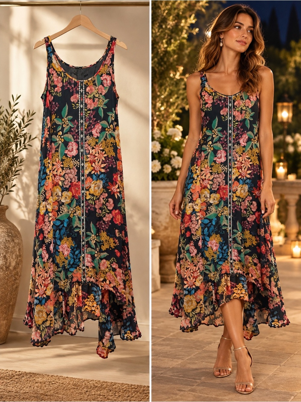 Johnny Was Logan Floral Handkerchief Dress